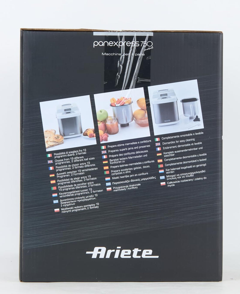 Ariete 132 Panexpress 750 Metal - Brotmaschine - Kneten, Sauerteig, Backen - 19 Programme - Brot, Pi