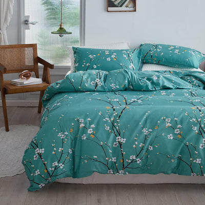 OLDBIAO Bettwäsche 240x220 cm Set, Blau Mikrofaser Bettbezug 240x220cm und Kissenbezüge 80x80cm, Äst