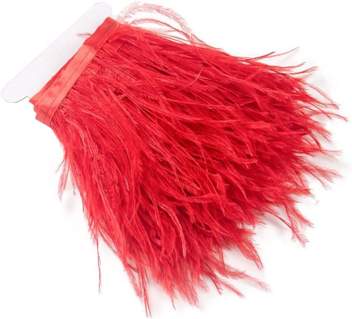 3 Yards 10–15 cm grosse rote Straussenfedern Trim Fransen für DIY Kleid Nähen Handwerk Kostüme Dekor