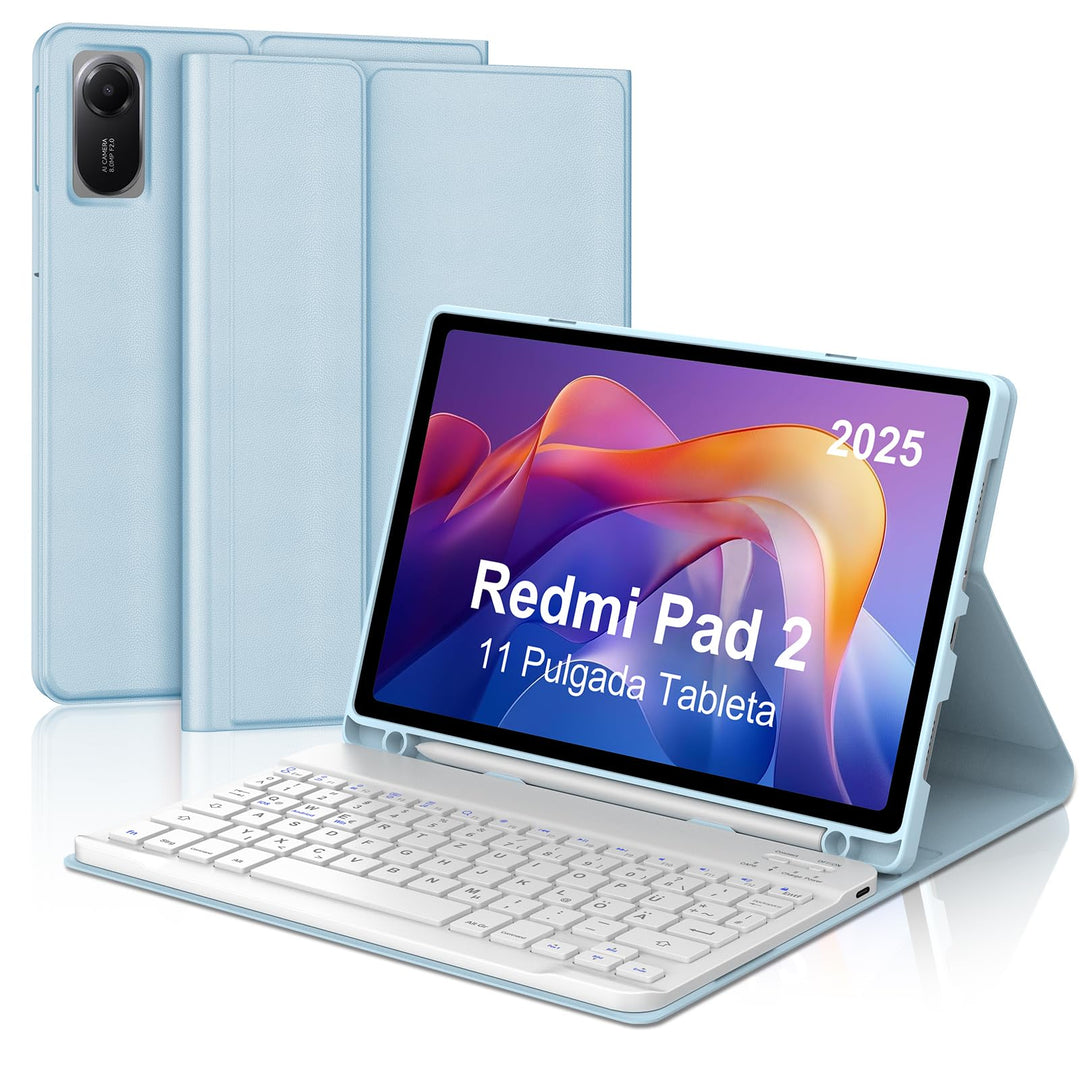 Hülle mit Tastatur für Xiaomi Redmi Pad 2 11 Zoll 2025/Redmi Pad SE 11 Zoll 2023 mit Stifthalter, Ma
