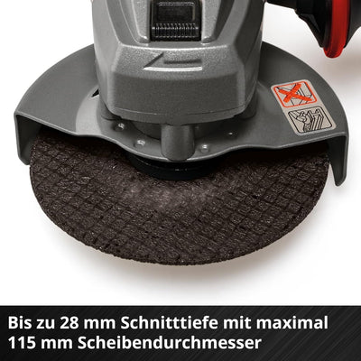 Einhell Akku-Winkelschleifer TE-AG 18/115 Q Li-Solo Power X-Change (18V, 115 mm Scheibendurchmesser,