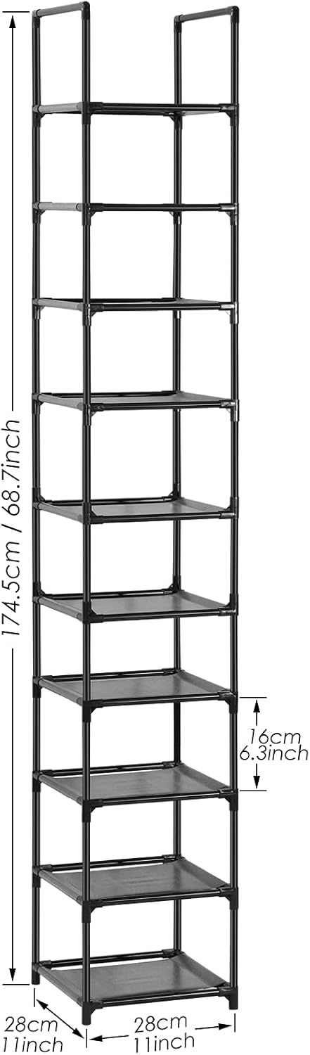 Hossejoy 10-Tier Schuhregal, Vielseitiges Schuhregal für Lagerung, Metall Schuhständer Organizer Rac