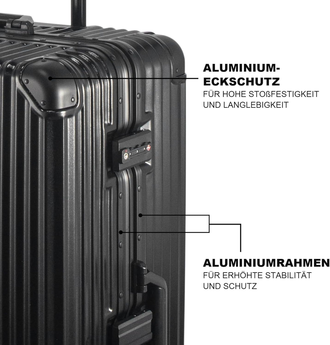 FusionShell mit Aluminiumrahmen Hartschalen-Kofferset 3-teilig, 57 68 77 cm (43L 65L 110L), Rahmenve