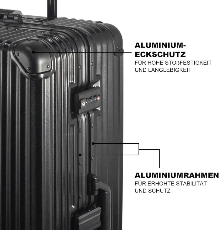 FusionShell mit Aluminiumrahmen Hartschalen-Kofferset 3-teilig, 57 68 77 cm (43L 65L 110L), Rahmenve