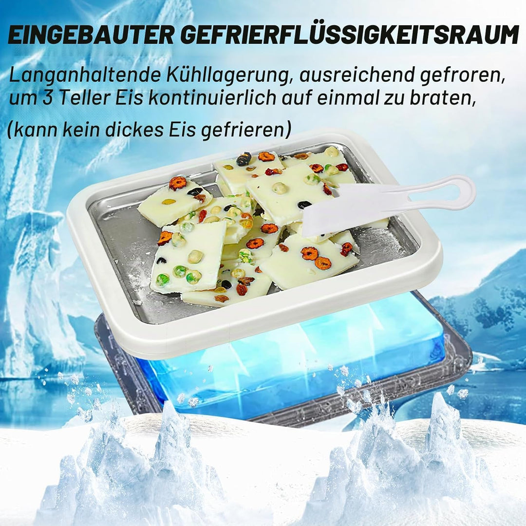 Rolled Ice Cream Maker, ZoneYan Eisplatte zum Eis Machen mit 2 Spateln, Eiscreme Roller Maker Pan, I