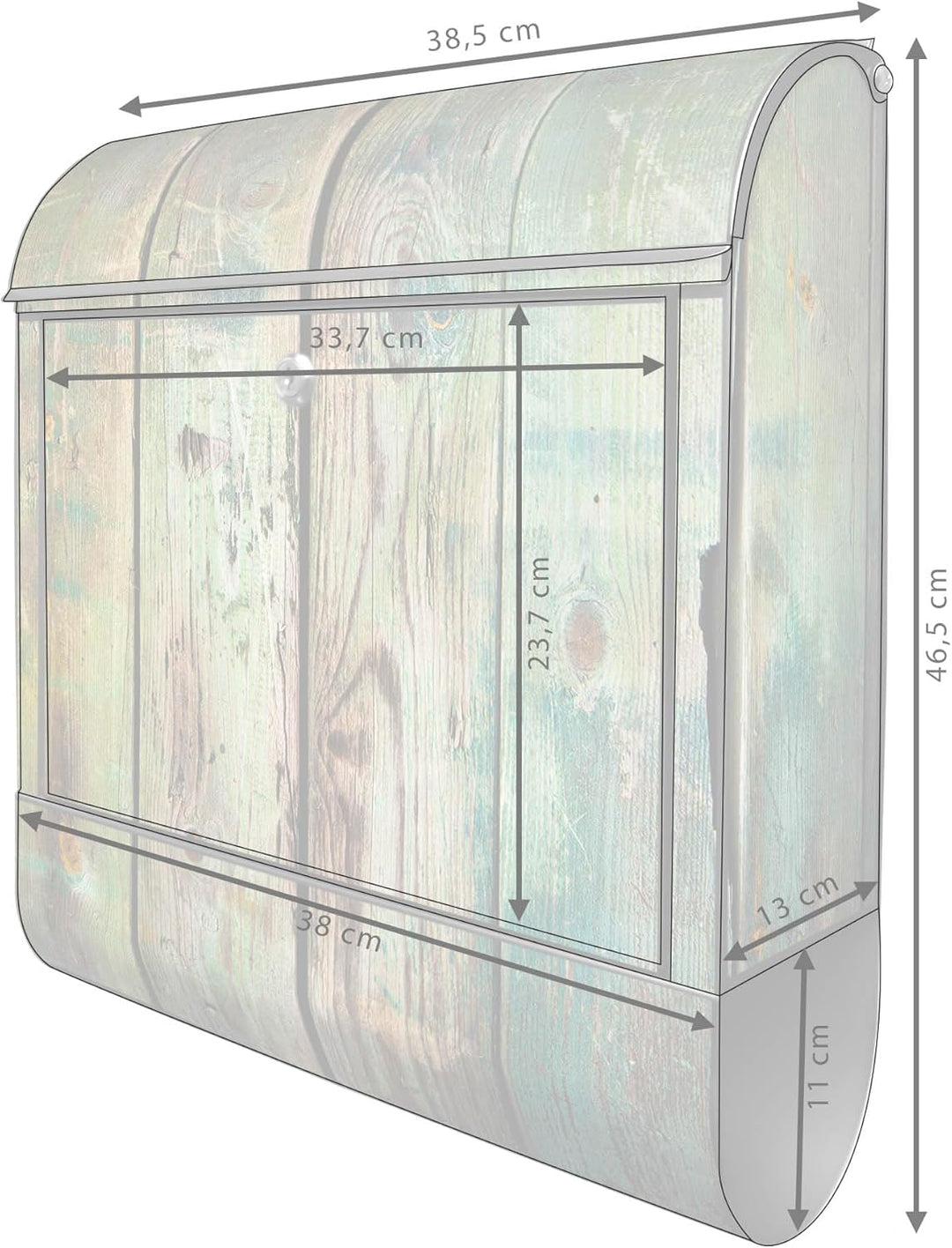 banjado® Design Briefkasten mit Motiv Grünes Holz 39x47x14cm &amp; 2 Schlüssel - Briefkasten Stahl schwa