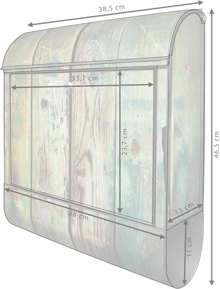 banjado® Design Briefkasten mit Motiv Grünes Holz 39x47x14cm &amp; 2 Schlüssel - Briefkasten Stahl schwa