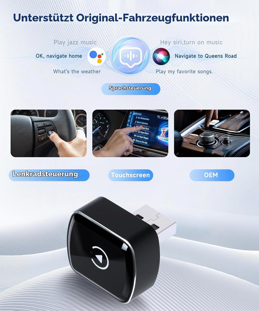 Rimoody Wireless Carplay &amp; Android Auto Wireless Adapter, 2 IN 1 Stick Konvertieren Wired Android Au