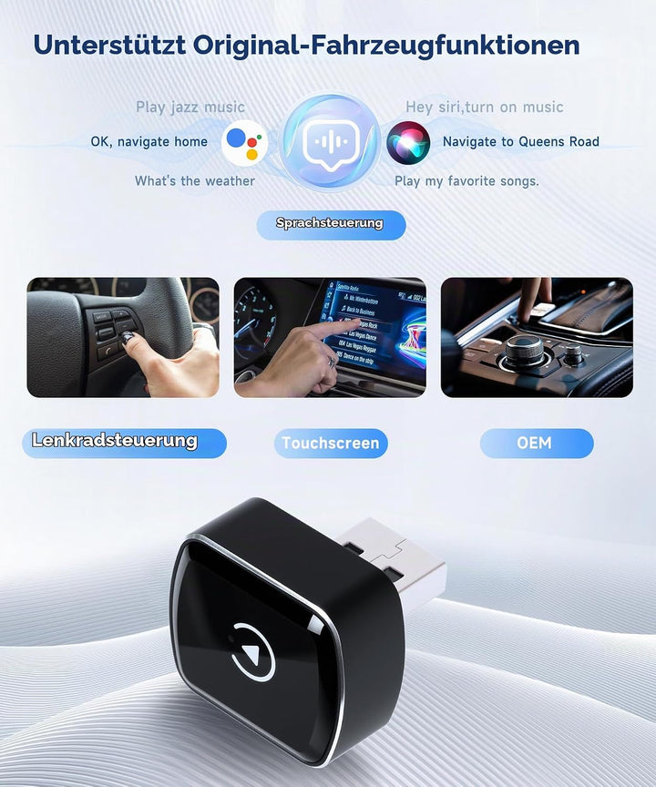Rimoody Wireless Carplay &amp; Android Auto Wireless Adapter, 2 IN 1 Stick Konvertieren Wired Android Au