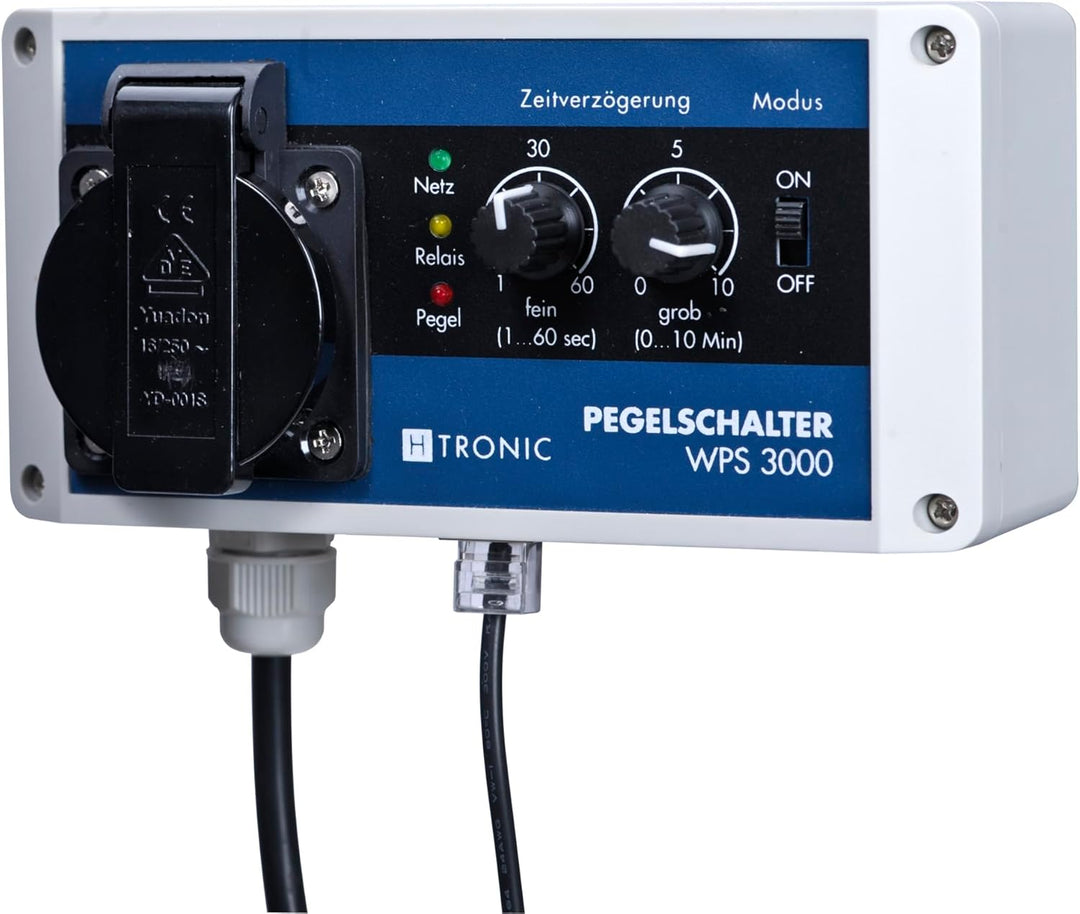 H-Tronic WPS 3000 Wasserpegelschalter mit Wassersensor und 10m Sensorkabel 3000W Wassermelder