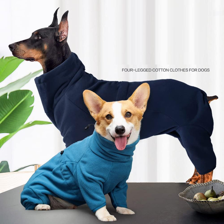 Hund Dicke Fleece Warme Pullover Mit Reissverschluss, Haustier Winter Warme Vierbeinige Onesies Mant