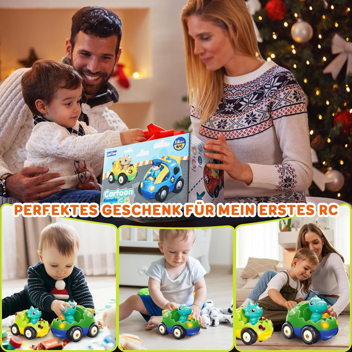 Pup Go Kleinkind Dinosaurier RC Cartoon Auto mit Musik und Lichtern, 2 austauschbare Puppen, Erste F