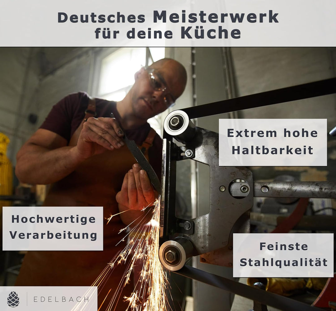Edelbach Solingen Küchenmesser Set | 'Perfect' Frühstücksmesser m. Wellenschliff | Ultrascharf Messe