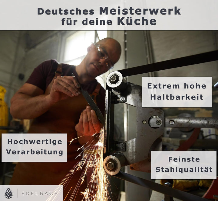 Edelbach Solingen Küchenmesser Set | 'Perfect' Frühstücksmesser m. Wellenschliff | Ultrascharf Messe