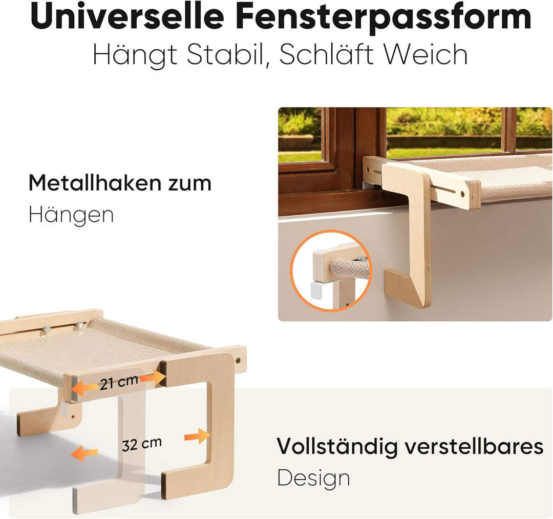 FUKUMARU Katzenhängematte, Fensterbank- und Bodenablage, Fensterbett für grosse Katzen, verstärkte H