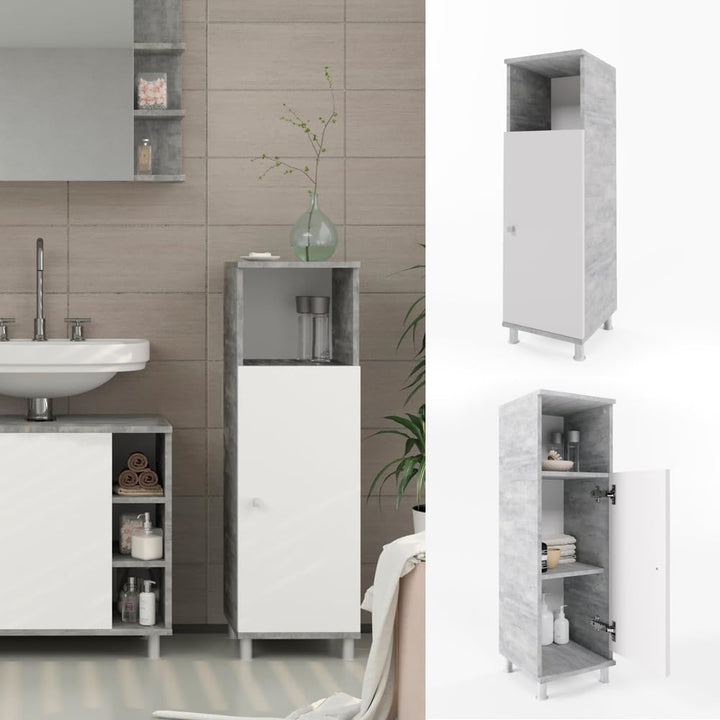 Vicco Midischrank Fynn, Beton/Weiss, 30 x 95 cm Beton 95 x 30 cm, Beton 95 x 30 cm