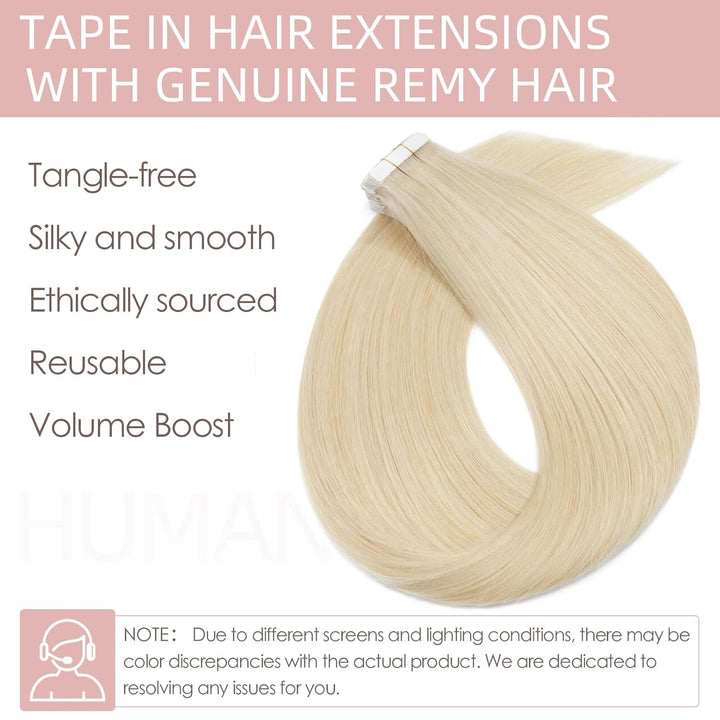Silk-co Tape Extensions Echthaar 20stk, Haarverlängerung Tape in Extensions Echthaar, Remy Haarexten