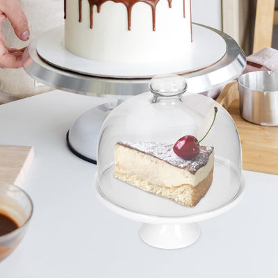 YARNOW Keramische Kuchenst?nder mit Glaskuppel Porzellan- Kuchen- St?nder mit Deckel Runder Dessert-