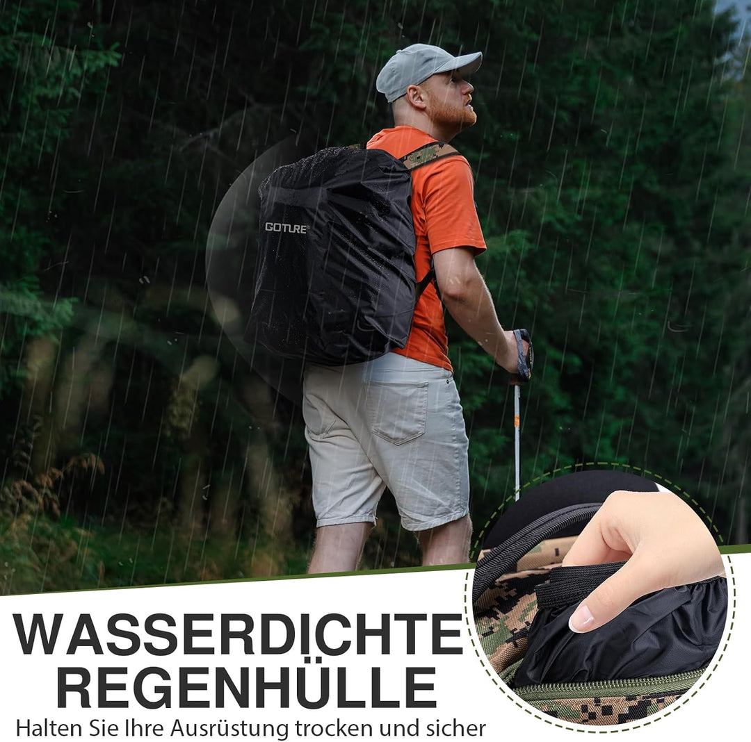 Goture Angelrucksack 45L, 4 Köderboxen, wasserdicht, Rutenhalter, Outdoor Dschungel-tarn 5