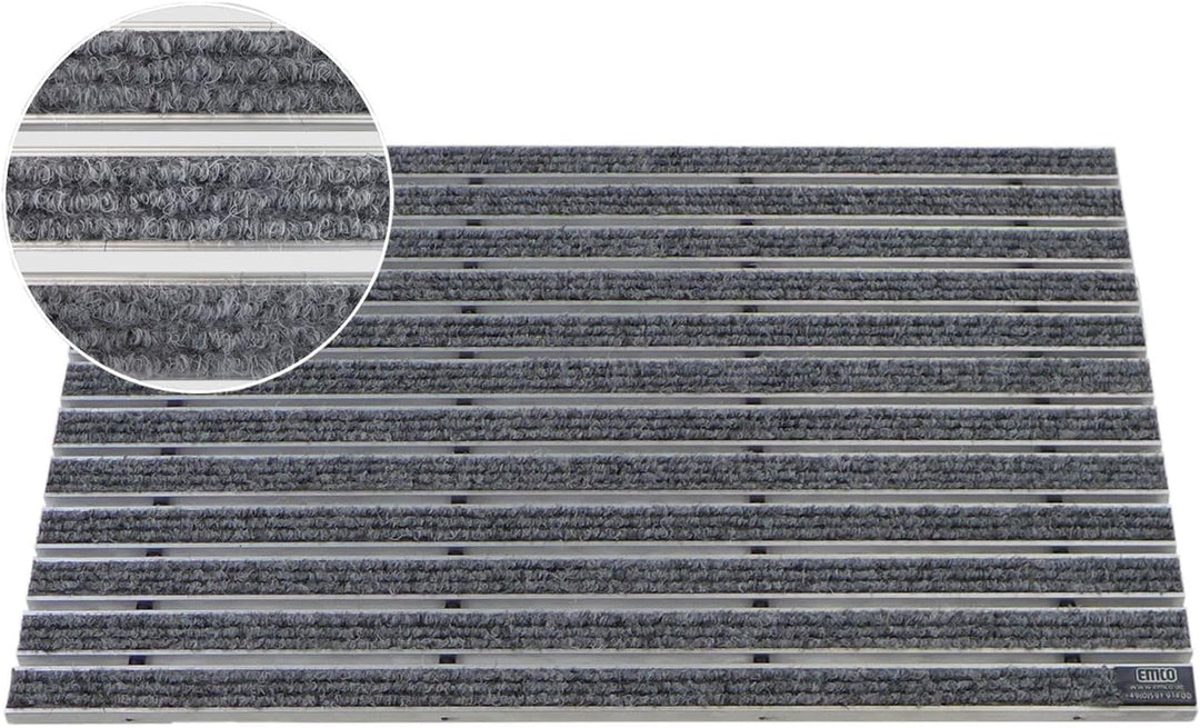 EMCO Eingangsmatte DIPLOMAT Rips hellgrau 22mm Fussmatte Schmutzfangmatte Fussabtreter Antirutschmat