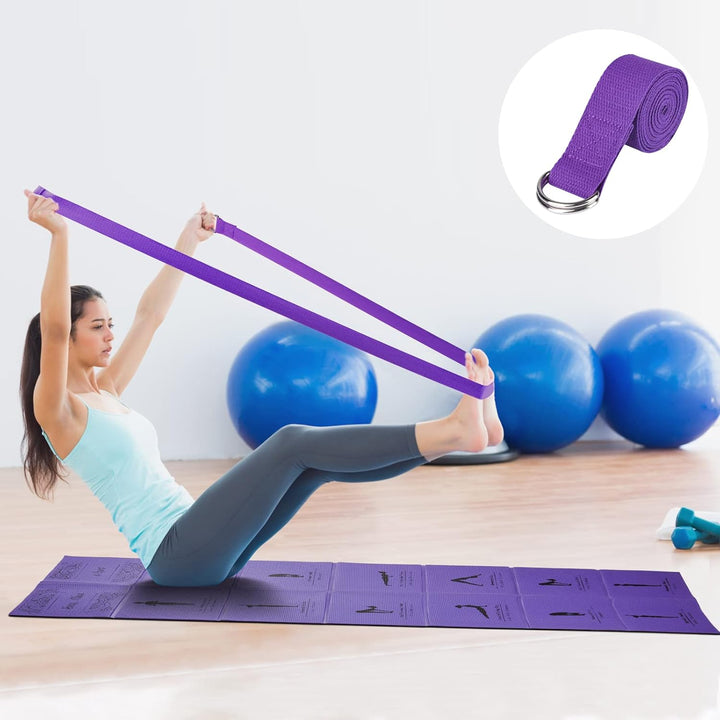 Faltbare Yogamatte für Frauen, rutschfeste Übungsmatte für Home Gym, Reise Yoga Set mit Stretch Stra