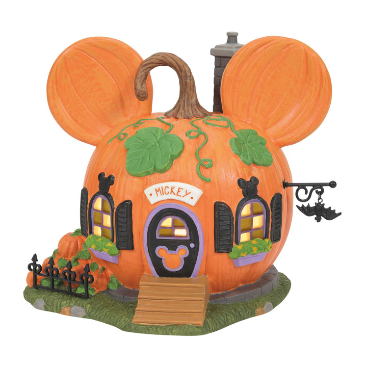 Department 56 Disney Village Halloween Mickey Mouse Pumpkintown House Lit Building, 14 cm, mehrfarbi
