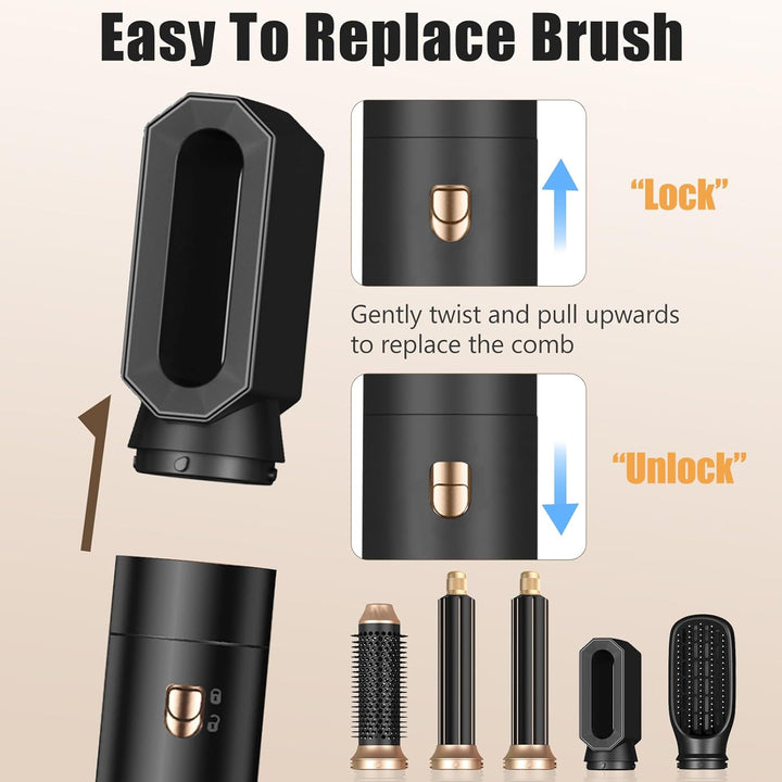 Airstyler Set 5 in 1, Professioneller Warmluftbürste Set 1000W, Multifunktionaler Hairstyler mit 5 E