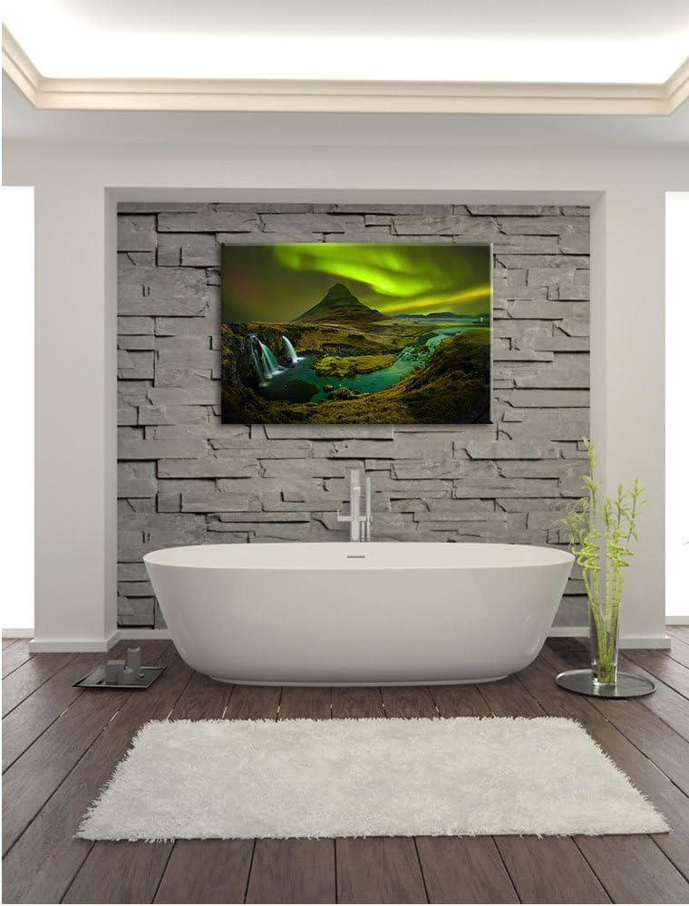 Pixxprint Kirkjufell Wasserfall als Leinwandbild/Grösse: 100x70 cm/Wandbild/Kunstdruck/fertig bespan