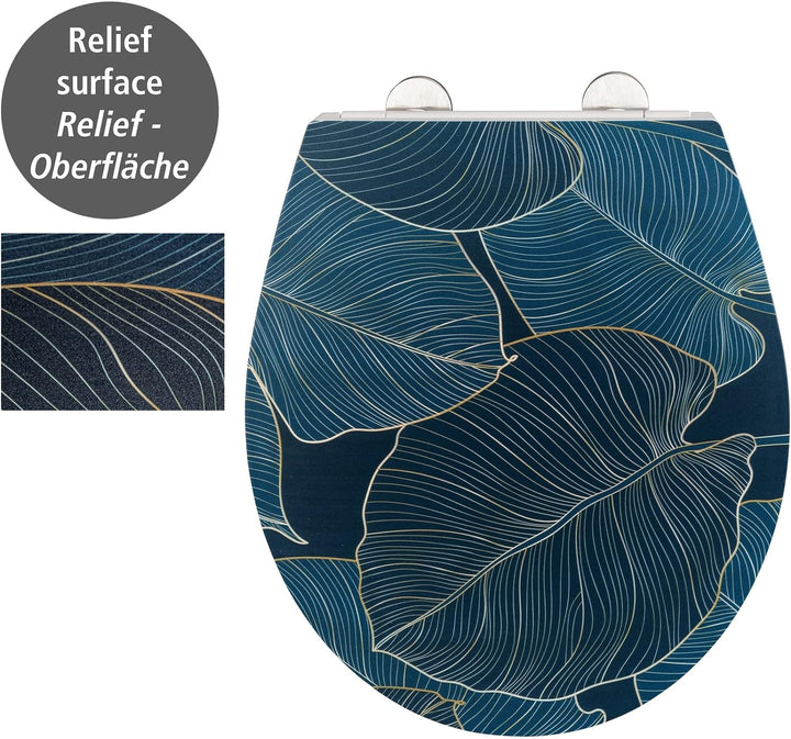 WENKO WC-Sitz Big Leaves, robuster Toilettensitz aus antibakteriellem Duroplast mit Absenkautomatik
