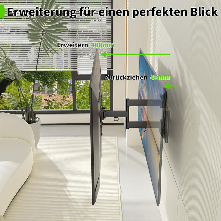 TV Wandhalter, Full Motion TV Halterung für 23-55 Zoll Flachfernseher bis 30 Kg, Wandhalter TV Halte