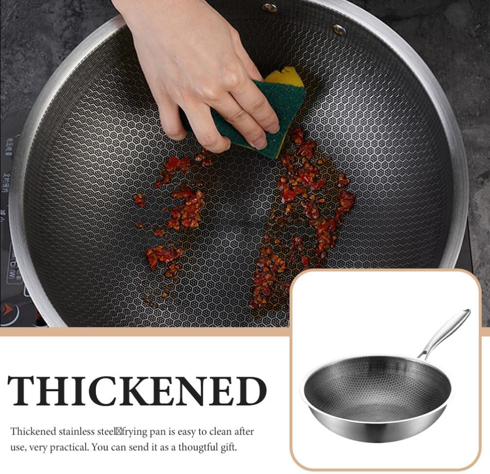 Ciieeo Edelstahl-Wok-Pfanne Mit Antihaftbeschichtung Waben-Pfanne Wok Induktionspfanne Chinesisch-Ja