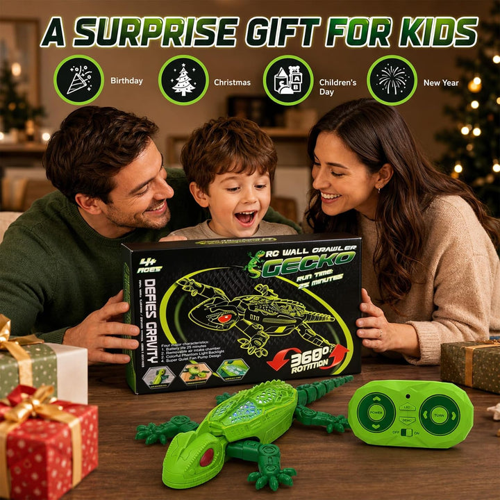 Gecko Wandflitzer, Ferngesteuerte Eidechse Wand Klettern, mit Leuchtenden LED-Augen, 360° Drehbar, K