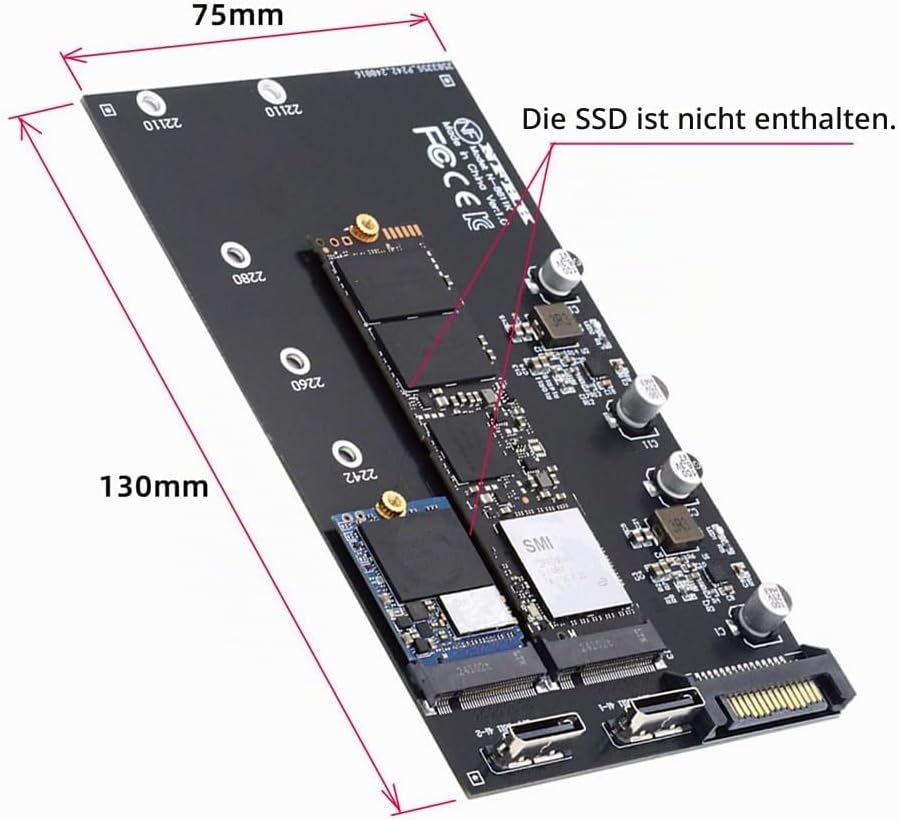 Cablecc Dual SFF-8612 SFF-8611 Oculink zu M-Key NVME M.2 NGFF PCIe SSD 2280 22110mm Adapter für Main
