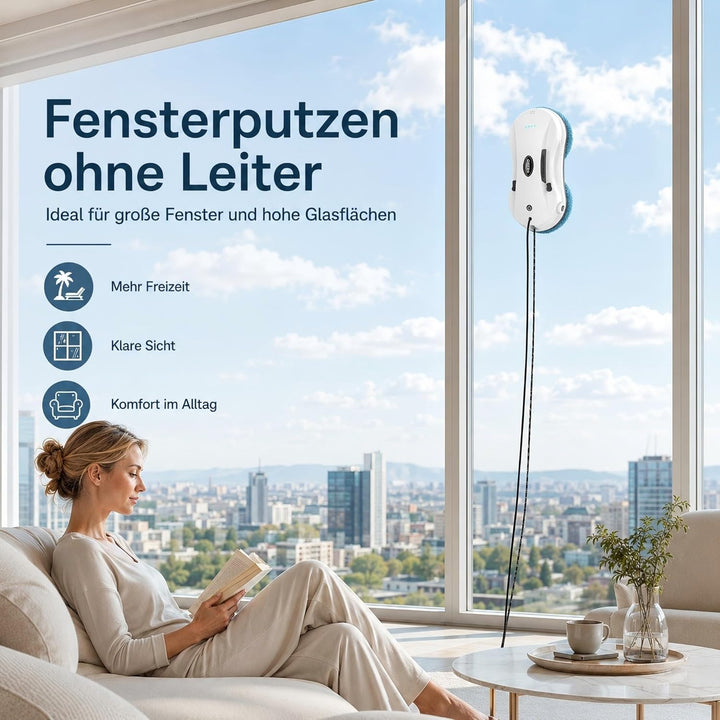 Fensterputzroboter, Fensterroboter mit 2-Fach Sprühsystem, Automatischem Wegplanung, Mehrfachschutz,