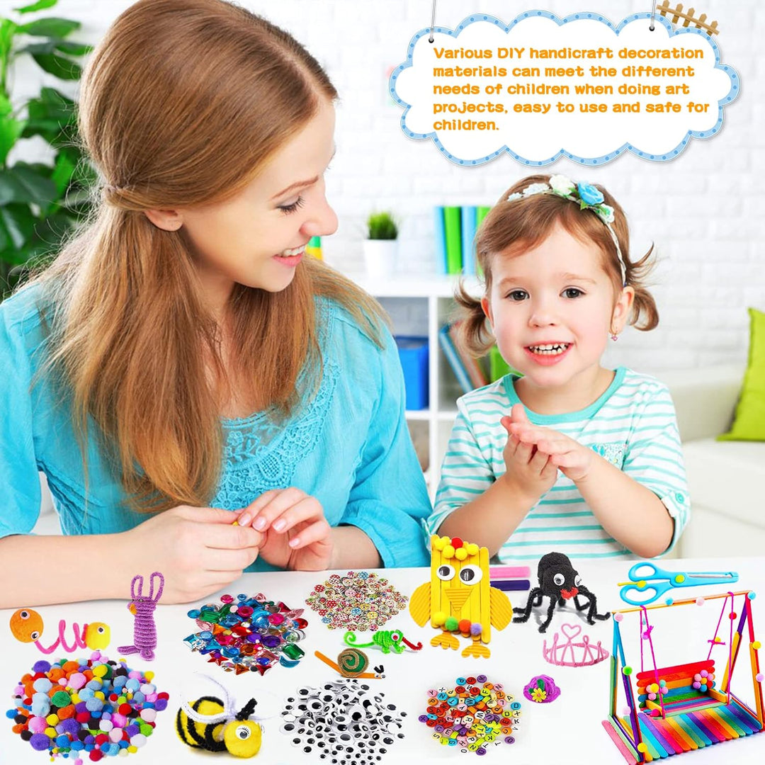 Purpledi 3300+ Stück Bastelsets für Kinder Bastelmaterial in Bastelkoffer, DIY Bastelzubehör Bastelb