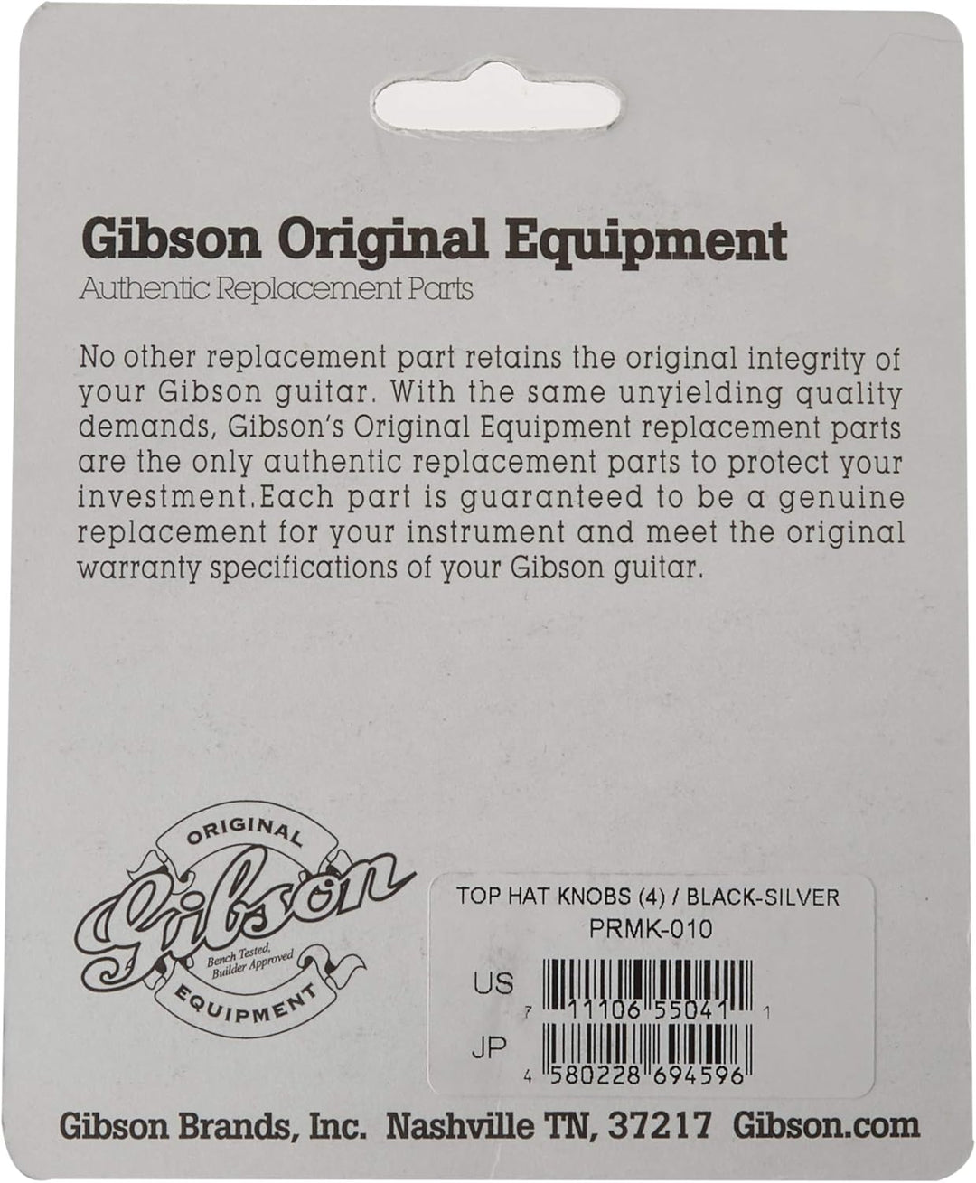 Gibson Gear PRMK-010 Top Hat Style schwarz mit Silber Metal Inlay Schwarz / Silber, Schwarz / Silber