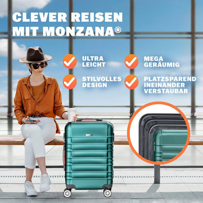 MONZANA® Koffer Kofferset 4er Hartschalen S-M-L-XL Gel-Griffe Zwillingsrollen ABS Hardcase Schloss F