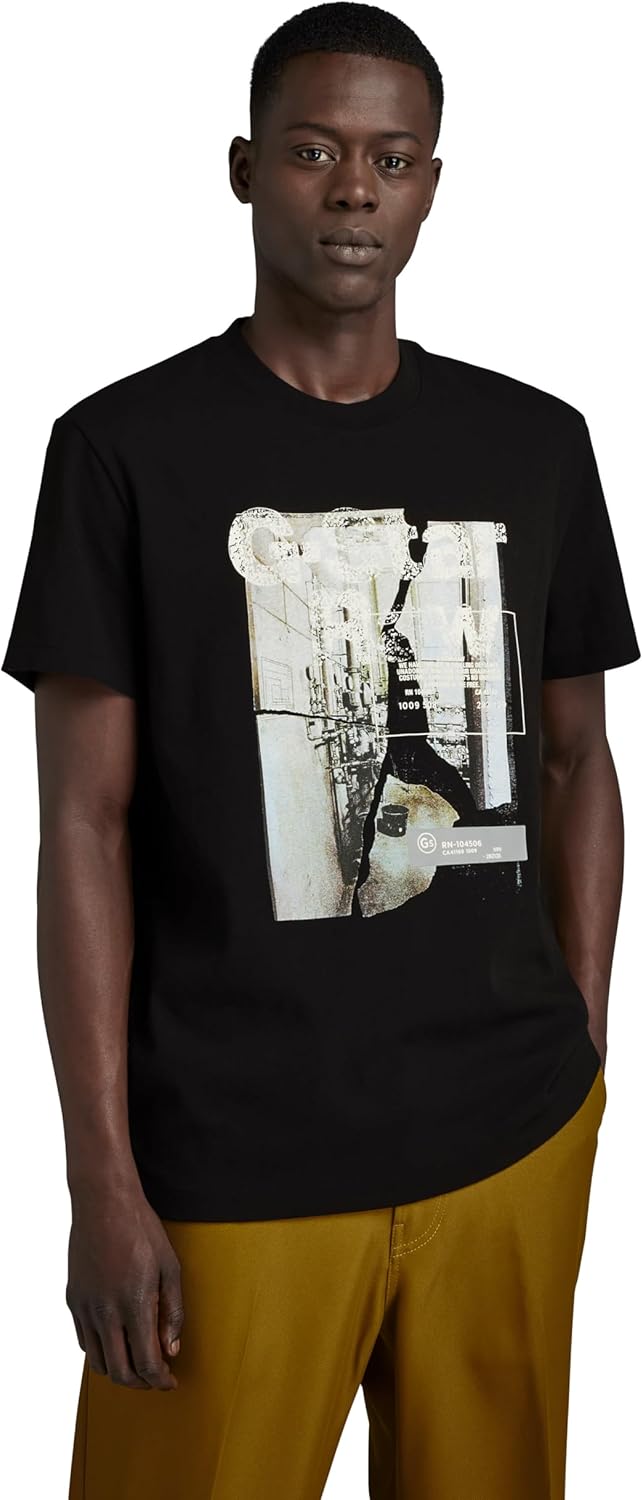 G-Star RAW Herren Hq Print T-Shirt S Schwarz (Dk Black D23899-c336-6484), S Schwarz (Dk Black D23899
