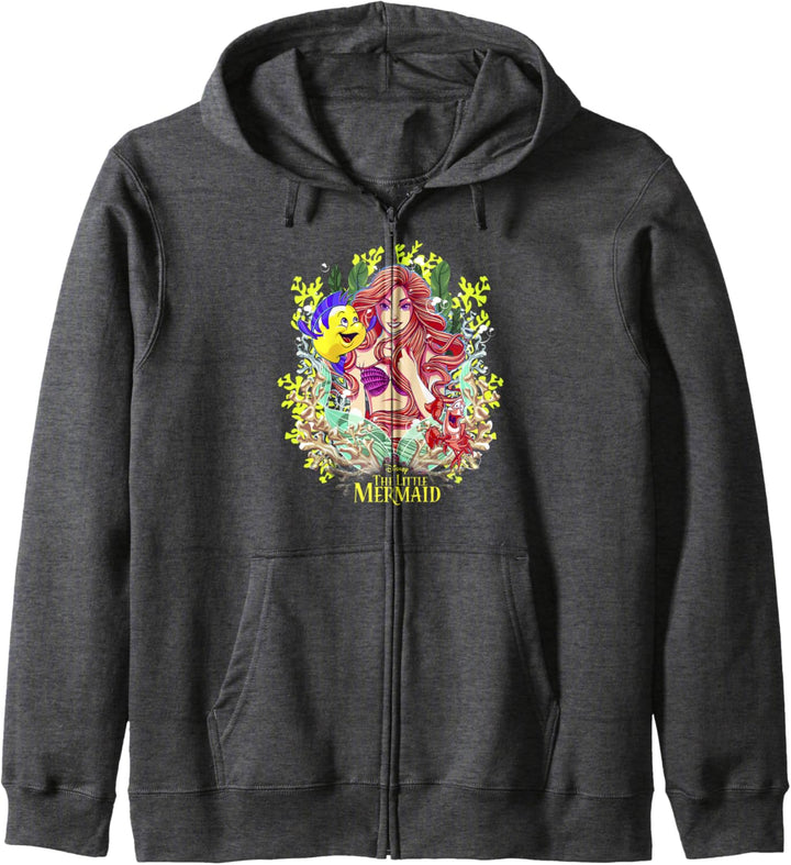 Disney Little Mermaid Ariel And Flounder Floral Frame C1 Kapuzenjacke