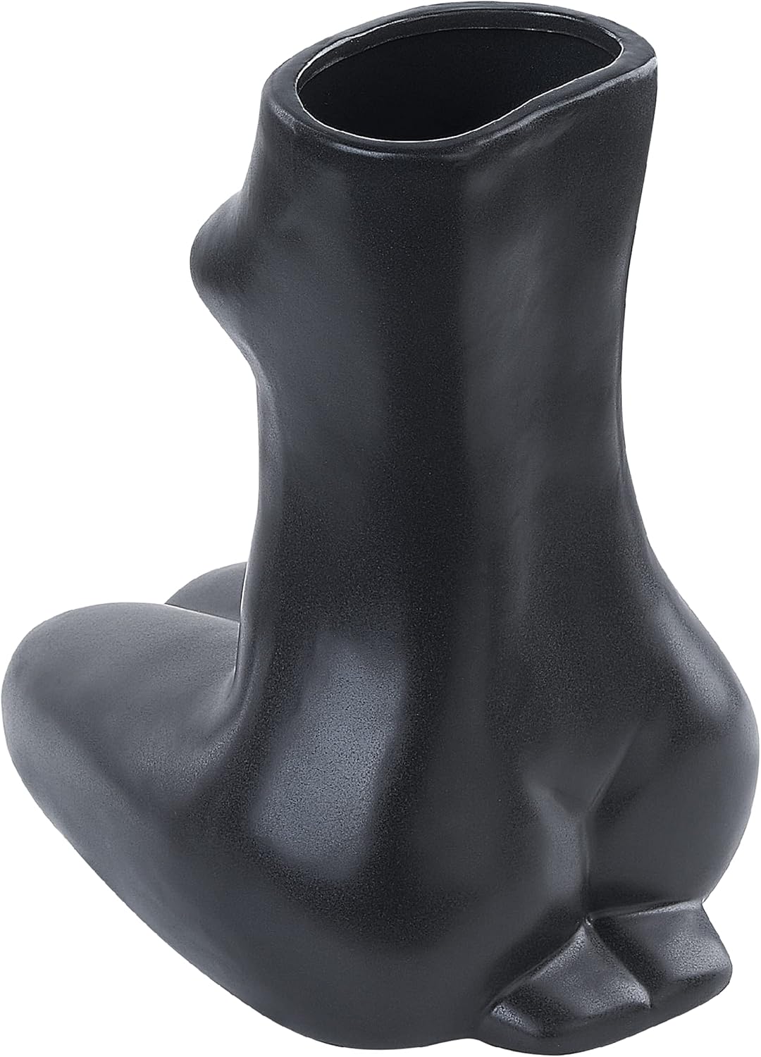 Blumenvase Keramik handgefertigt schwarz 22 cm weibliche Form Modern Pyrgos