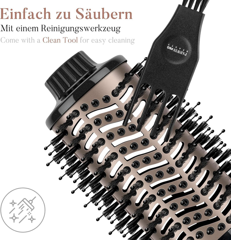 One-Step Warmluftbürste, PARWIN PRO BEAUTY Haartrockner und Volumenbürste, 4 in 1 Ovale Föhnbürste,