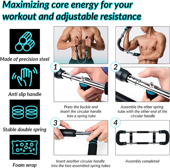 Haokelai Twister Armtrainer, U-förmiger Twister-Armtrainer, Verstellbarer Brust-Expander, Oberschenk