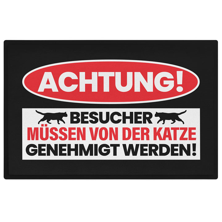 Trendation - Lustige Katzen Fussmatte Geschenk Achtung Besucher Katzenbesitzer 60x40 cm