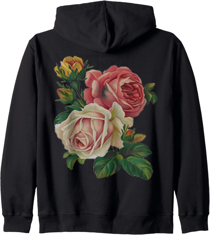 Rosenstrauss Vintage-Stil Blumenmuster Kapuzenjacke
