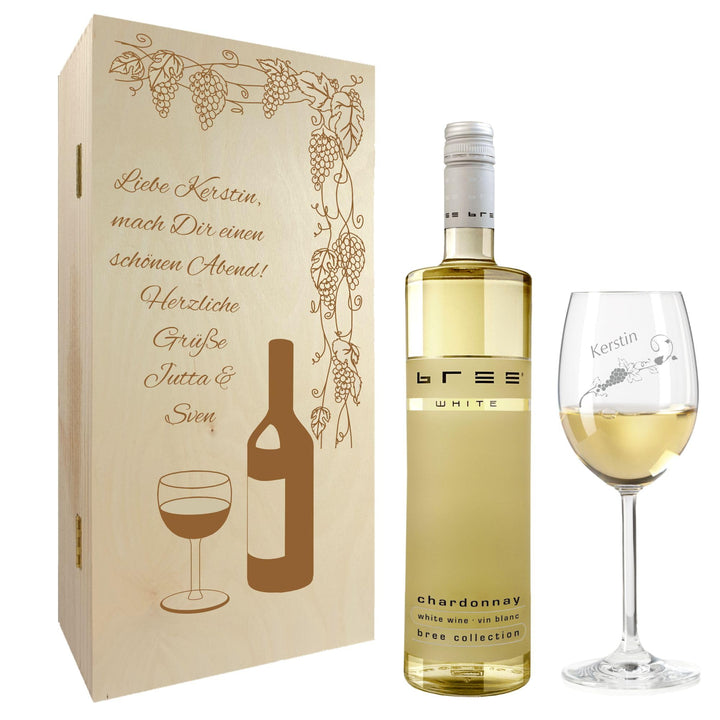 Geschenk zum Valentinstag – Wein Geschenksets – Weinglas mit Gravur 370ml – Geburtstagsgeschenke – G