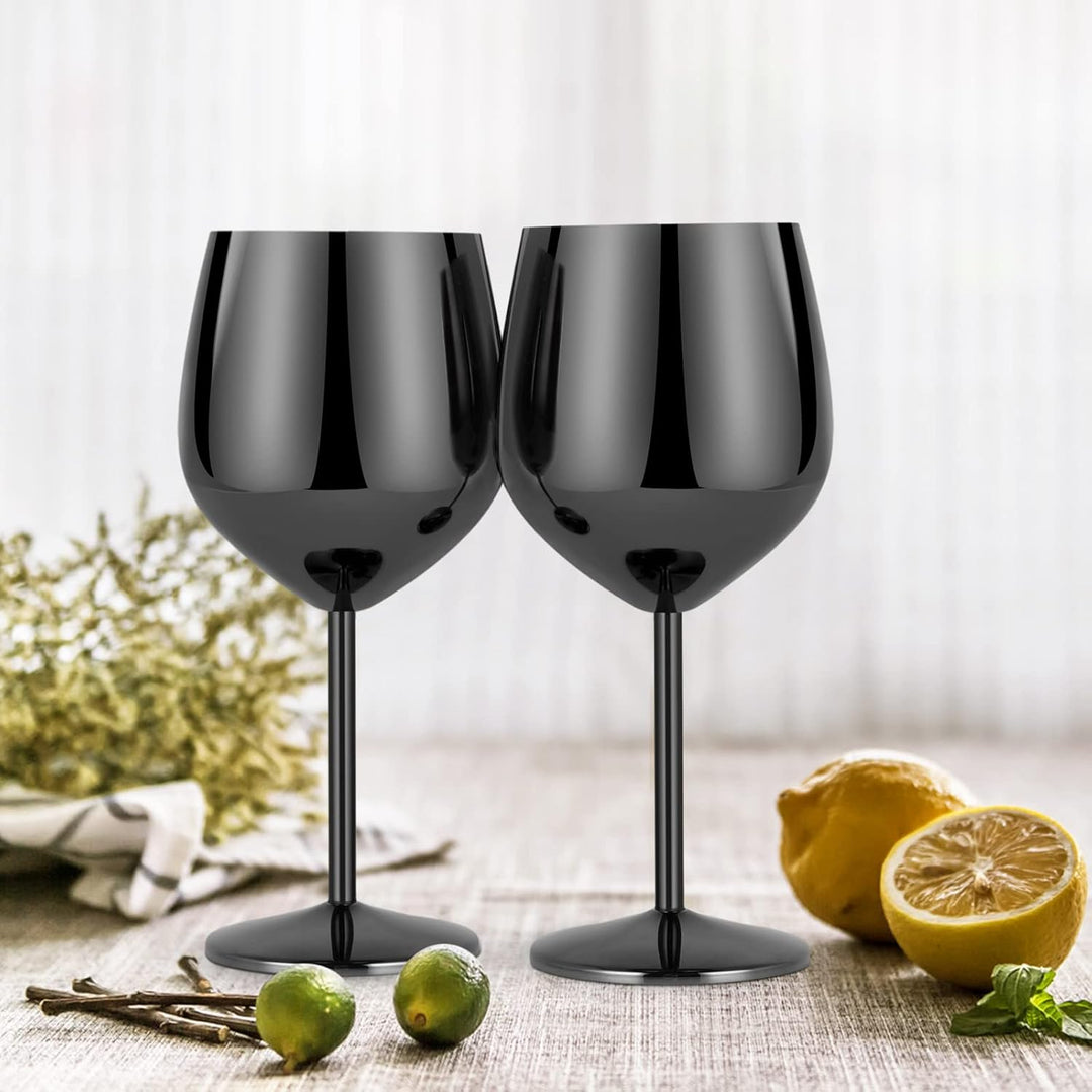 Livole Cocktailgläser aus Edelstahl, Rotweingläser mit Stiel, Unzerbrechlich Weingläser, 18Oz 550ml