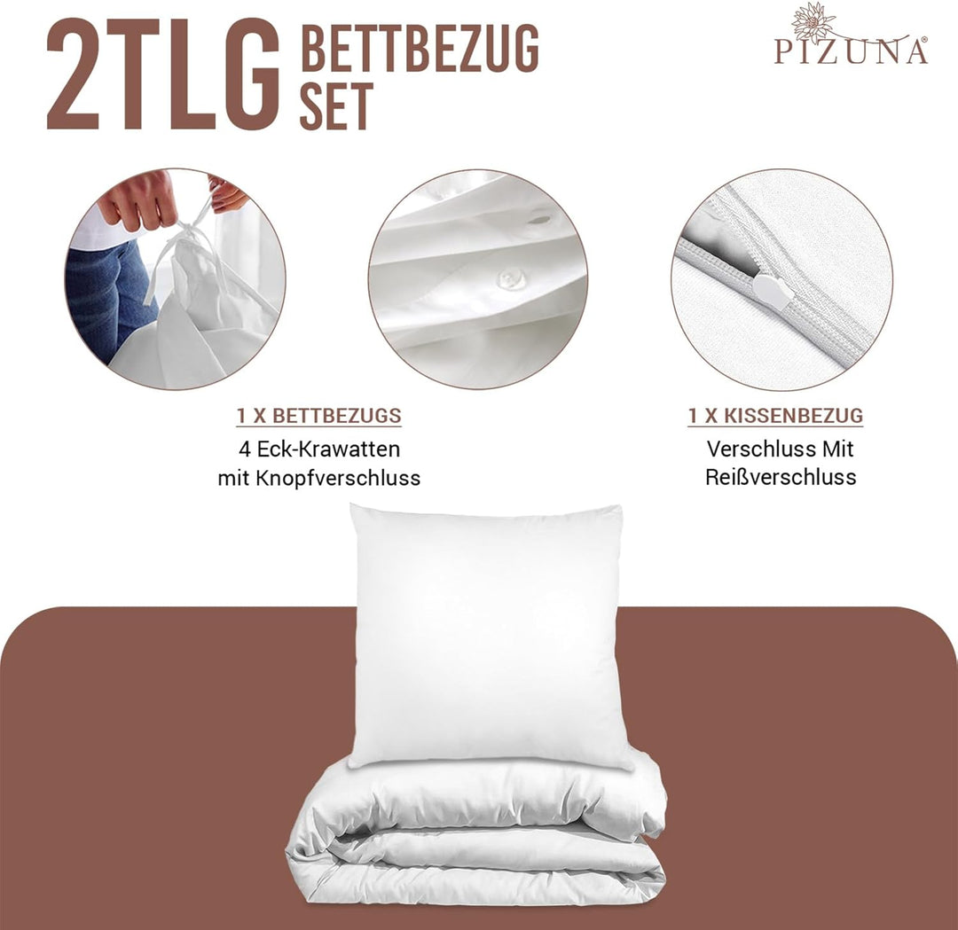Pizuna 400 Fadenzahl aus Baumwolle bettbezug 155x220 Weiss, 100% Langstaple Baumwolle bettwäsche und
