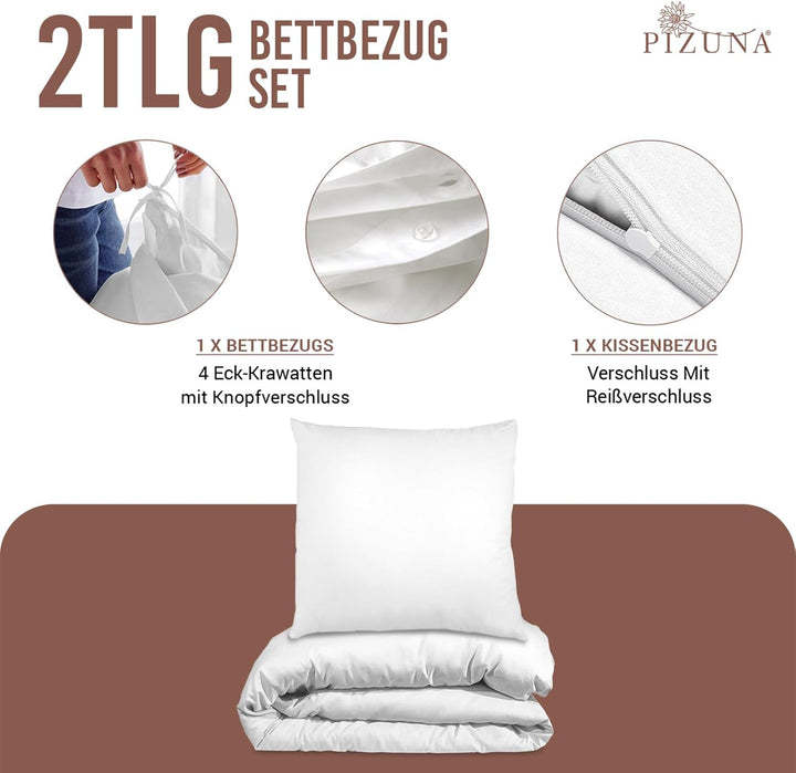 Pizuna 400 Fadenzahl aus Baumwolle bettbezug 155x220 Weiss, 100% Langstaple Baumwolle bettwäsche und