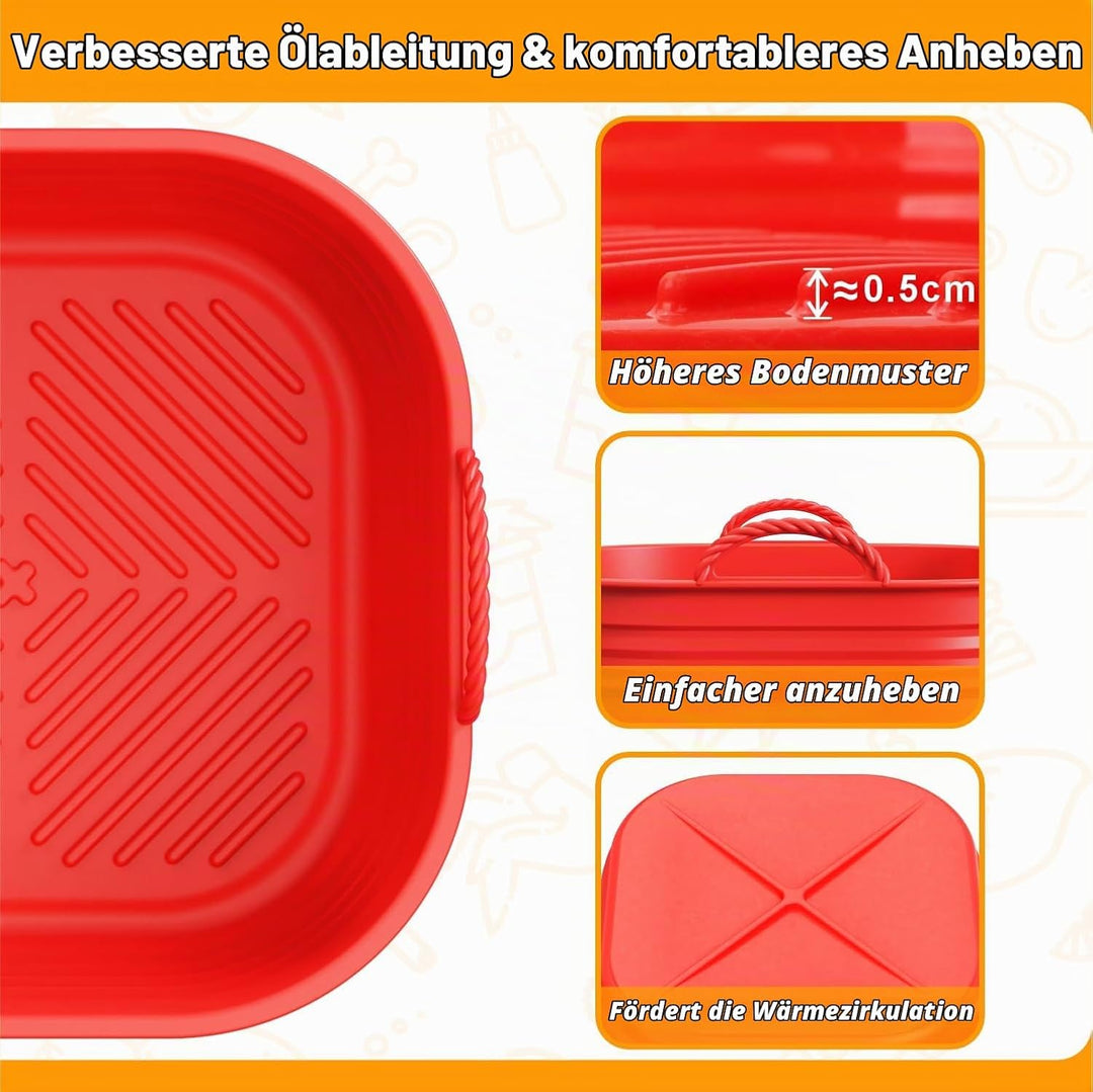 Silikonform für Heissluftfritteuse Zubehör | Air Fryer Liners Wiederverwendbar anstelle Airfryer Bac