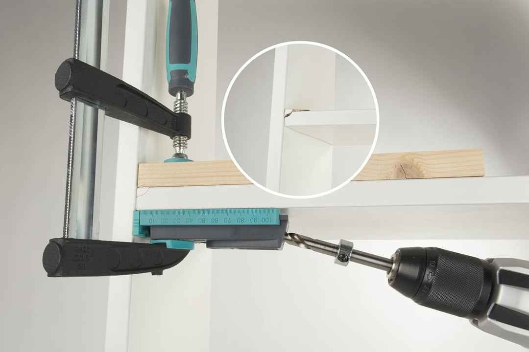 wolfcraft Undercover Jig-Set 4642000 | Zuverlässige Bohrhilfe mit Schrauben für Holzverbindungen und